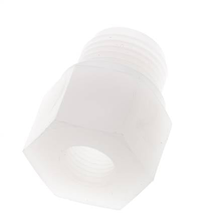 Anillo reductor G1/4'' Hembra x G1/2'' Macho PVDF 10bar (140.5psi) FDA 27mm Hex.