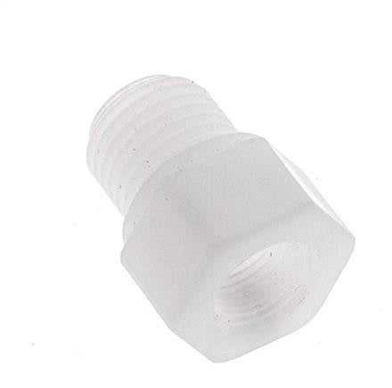 Anillo reductor G1/8'' hembra x G1/4'' Macho Polipropileno (pp) 10bar (140.5psi) FDA 17mm Hex.
