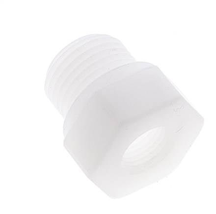 Anillo reductor G1/4'' hembra x G1/2'' Macho Polipropileno (pp) 10bar (140,5psi) FDA 27mm Hex.