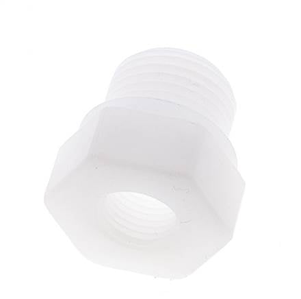 Anillo reductor G1/4'' hembra x G1/2'' Macho Polipropileno (pp) 10bar (140,5psi) FDA 27mm Hex.