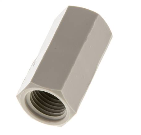 Enchufe G1/4'' Hembra Polipropileno (pp) 10bar (140.5psi) FDA 17mm Hex.