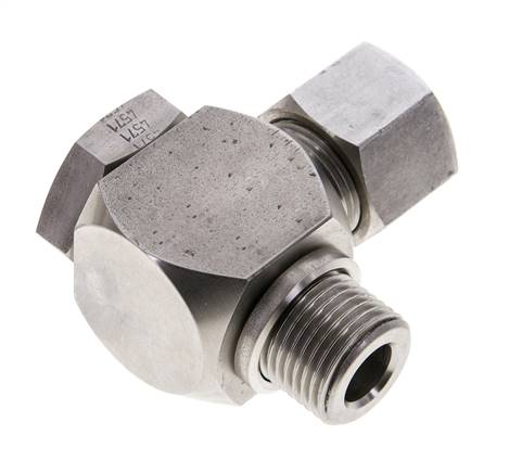 Racor giratorio de acero inoxidable 14S y G1/2'' con rosca macho 400 bar giratorio ISO 8434-1