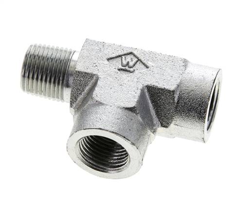 Racor en T 3/8'' NPT Macho x Hembra Acero 210bar (2950.5psi)