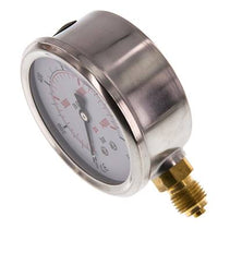 0..1000 Bar (0..14504 psi) Manómetro de glicerina Abajo Acero inoxidable/Latón 63 mm Clase 1.6