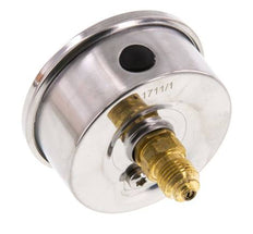 -1..0 Bar (-15..0 psi) Manómetro de glicerina Trasera Acero inoxidable/Latón 63 mm Clase 1.6