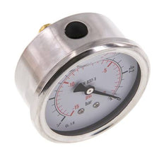 -1..0 Bar (-15..0 psi) Manómetro de glicerina Trasera Acero inoxidable/Latón 63 mm Clase 1.6