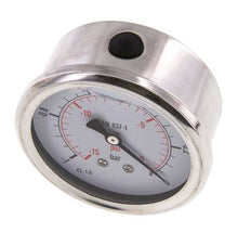 -1..0 Bar (-15..0 psi) Manómetro de glicerina Trasera Acero inoxidable/Latón 63 mm Clase 1.6