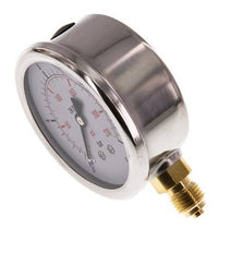 0..16 Bar (0..232 psi) Manómetro de glicerina Abajo Acero inoxidable/Latón 63 mm Clase 1.6