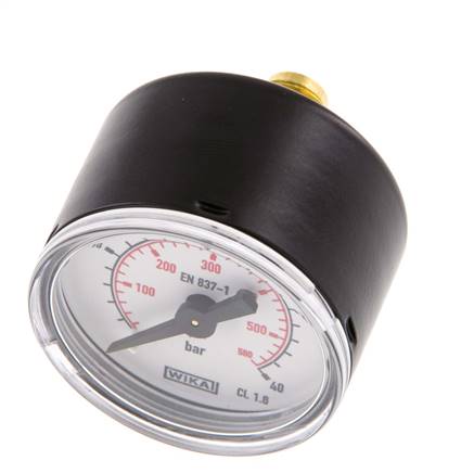 -1..0 Bar (-15..0 psi) Manómetro Acero trasero / latón 50 mm Clase 1.6