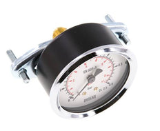 0..0.6 Bar (0..9 psi) Manómetro de montaje en panel Acero/Latón 63 mm Clase 2.5 (Soporte)