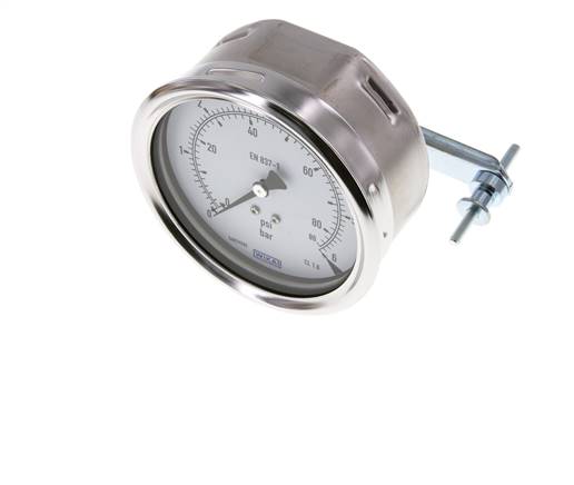 0..6 Bar (0..87 psi) Manómetro de montaje en panel Acero/Latón 100 mm Clase 1.0 (Soporte)