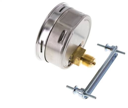 0..6 Bar (0..87 psi) Manómetro de montaje en panel Acero/Latón 100 mm Clase 1.0 (Soporte)