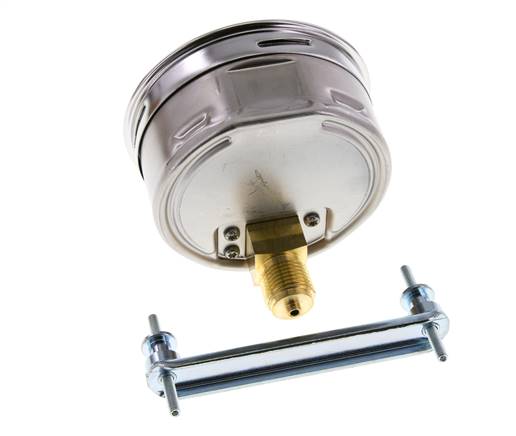 0..6 Bar (0..87 psi) Manómetro de montaje en panel Acero/Latón 100 mm Clase 1.0 (Soporte)