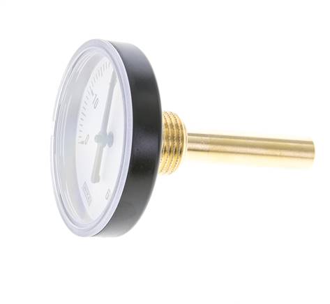 0 a +60°C Termómetro bimetálico de plástico Gabinete de 63mm Vástago de 60mm con termopozo