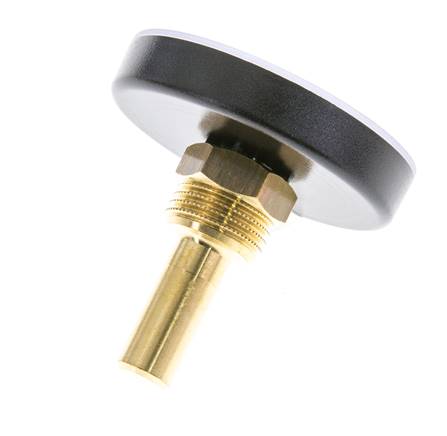 0 a +60°C Termómetro bimetálico de plástico Gabinete de 63mm Vástago de 40mm con termopozo