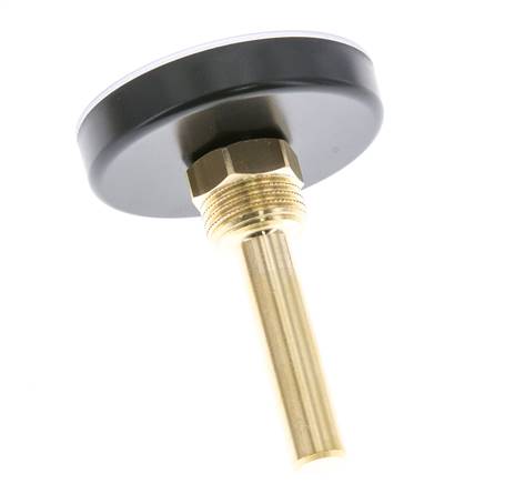 0 a +60°C Termómetro bimetálico de plástico Gabinete de 63mm Vástago de 60mm con termopozo