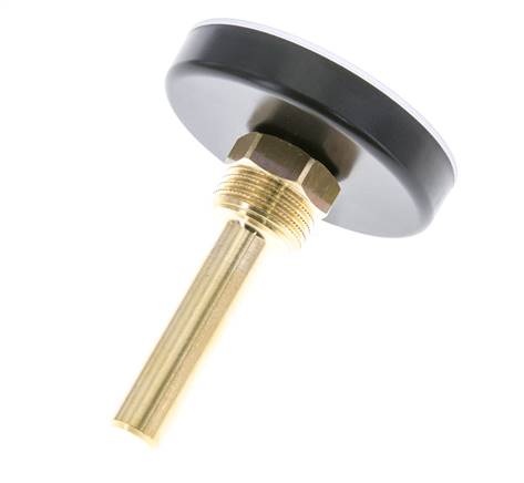 0 a +60°C Termómetro bimetálico de plástico Gabinete de 63mm Vástago de 60mm con termopozo