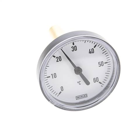 0 a +60°C Termómetro bimetálico de plástico Gabinete de 63mm Vástago de 60mm con termopozo