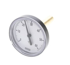 0 a +60°C Termómetro bimetálico de plástico Gabinete de 63mm Vástago de 60mm con termopozo