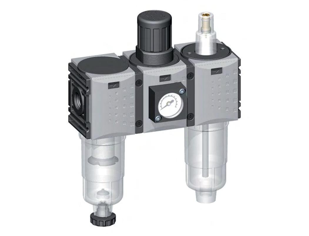 FRL 3 Partes G1/4'' 800l/min 0.2-4.0bar/3-58psi Auto (Cerrado Sin Presión) Manómetro de 40 mm Policarbonato Futura 0