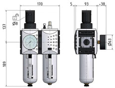 FRL G1'' 12000l/min 0,2-4,0bar/3-58psi Futura 4