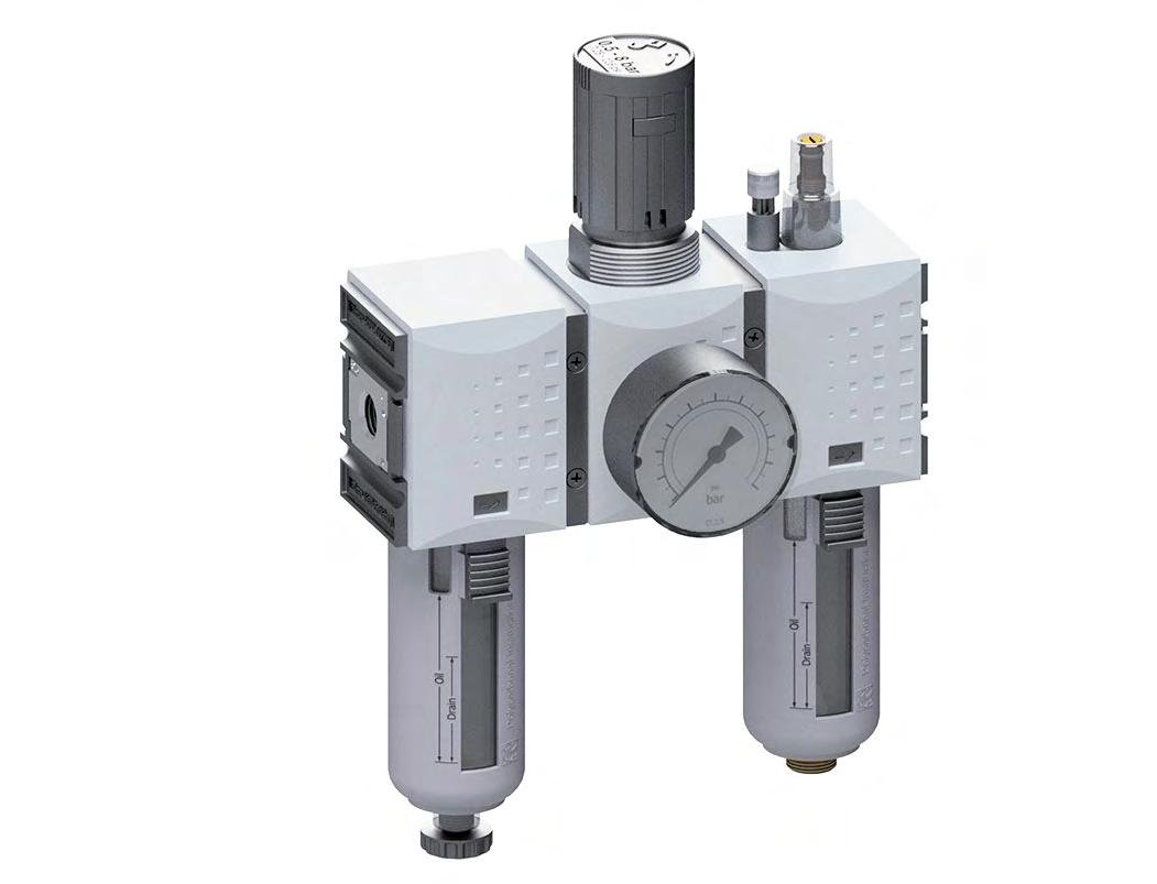 FRL 3 Partes G3/8'' 1750l/min 0.1-2.0bar/1-29psi Auto Policarbonato Futura 1