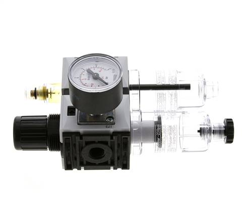 FRL 2 Partes G1/4'' 800l/min 0.2-4.0bar/3-58psi Semi-Auto 40 mm Manómetro Policarbonato Futura 0