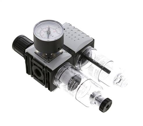 FRL 2 Partes G1/4'' 800l/min 0.2-4.0bar/3-58psi Semi-Auto 40 mm Manómetro Policarbonato Futura 0