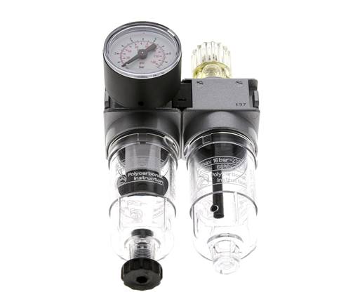 FRL 2 Partes G1/4'' 700l/min 0.2-6.0bar/3-87psi Semi-Auto 40 mm Manómetro Policarbonato Multifix 0