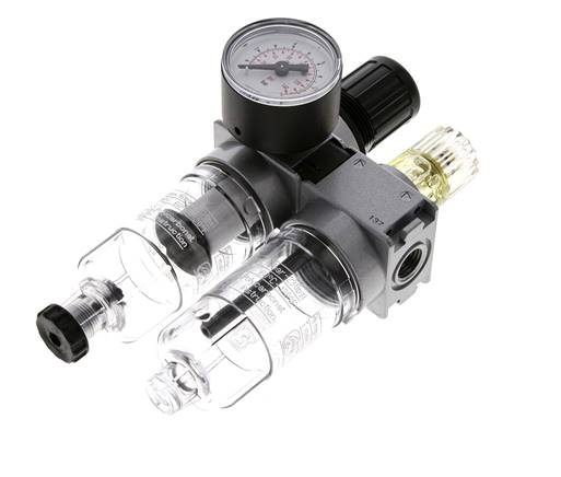FRL 2 Partes G1/4'' 700l/min 0.2-6.0bar/3-87psi Semi-Auto 40 mm Manómetro Policarbonato Multifix 0