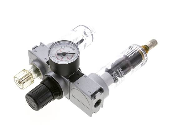 FRL 3 Partes G1/4'' 750l/min 0.5-10.0bar/7-145psi Auto (Cerrado Sin Presión) Manómetro 40 mm Policarbonato Multifix 0