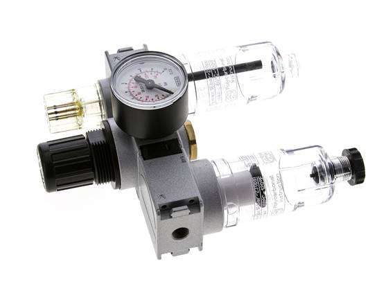FRL 3 Partes G1/8'' 750l/min 0.2-6.0bar/3-87psi Semi-Auto 40 mm Manómetro Policarbonato Multifix 0