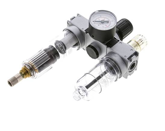 FRL 3 Partes G1/4'' 750l/min 0.5-10.0bar/7-145psi Auto (Cerrado Sin Presión) Manómetro 40 mm Policarbonato Multifix 0