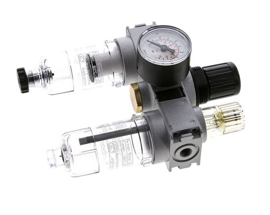 FRL 3 Partes G1/8'' 750l/min 0.2-6.0bar/3-87psi Semi-Auto 40 mm Manómetro Policarbonato Multifix 0
