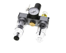 FRL 3 Partes G1/4'' 750l/min 0.5-10.0bar/7-145psi Semi-Auto 40 mm Manómetro con Cilindro de Bloqueo Policarbonato Multifix 0