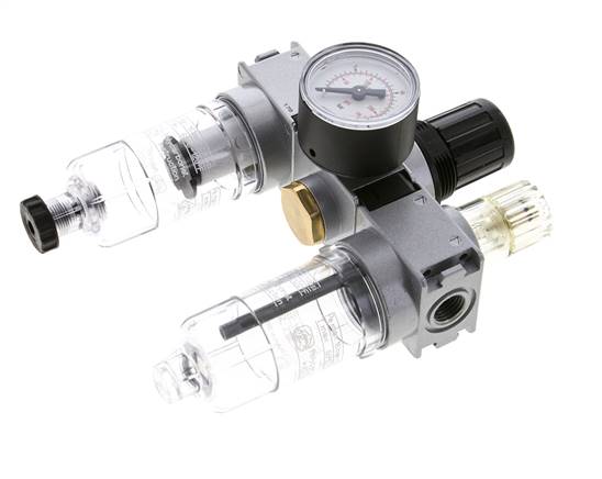 FRL 3 Partes G1/4'' 750l/min 0.5-10.0bar/7-145psi Semi-Auto 40 mm Manómetro Policarbonato Multifix 0