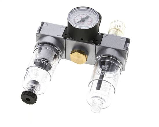 FRL 3 Partes G1/4'' 750l/min 0.5-10.0bar/7-145psi Semi-Auto 40 mm Manómetro Policarbonato Multifix 0