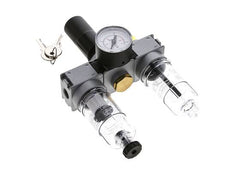 FRL 3 Partes G1/4'' 750l/min 0.5-10.0bar/7-145psi Semi-Auto 40 mm Manómetro con Cilindro de Bloqueo Policarbonato Multifix 0