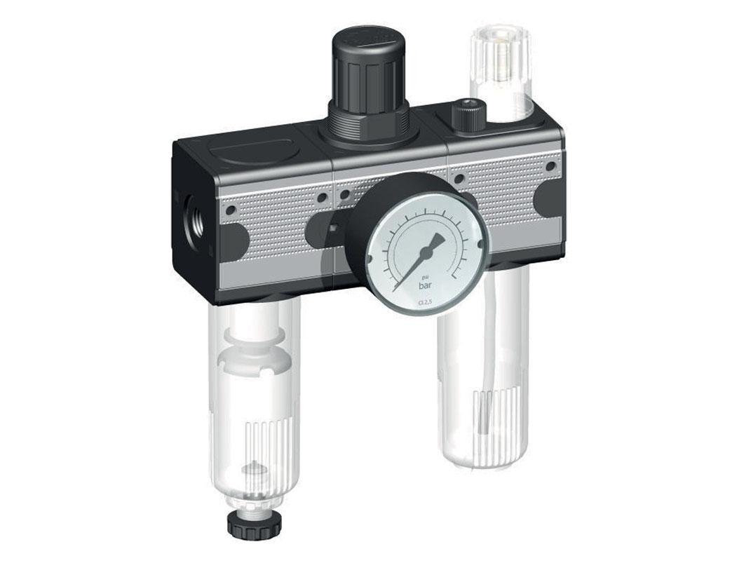 FRL 3 Partes G1/4'' 1200l/min 0.5-10.0bar/7-145psi Auto Metal Multifix 1