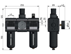 FRL 3 Partes G3/4'' 12000l/min 0.5-16.0bar/7-232psi Semi-Auto Metal Multifix 4