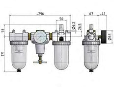 FRL G1'' 3200l/min 0,5-16,0bar/7-232psi Estándar 3