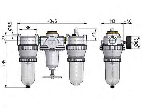 FRL 3 Partes G3/4'' 4900l/min 0.5-10.0bar/7-145psi Semi-Auto Metal Estándar 5
