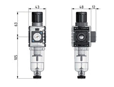 Filtro regulador G1/4'' 1000l/min 0,5-8,0bar/7-116psi Futura 0