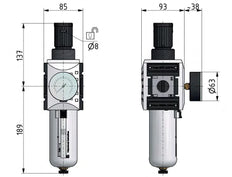 Filtro regulador G3/4'' 13000l/min 0,1-2,0bar/1-29psi Futura 4