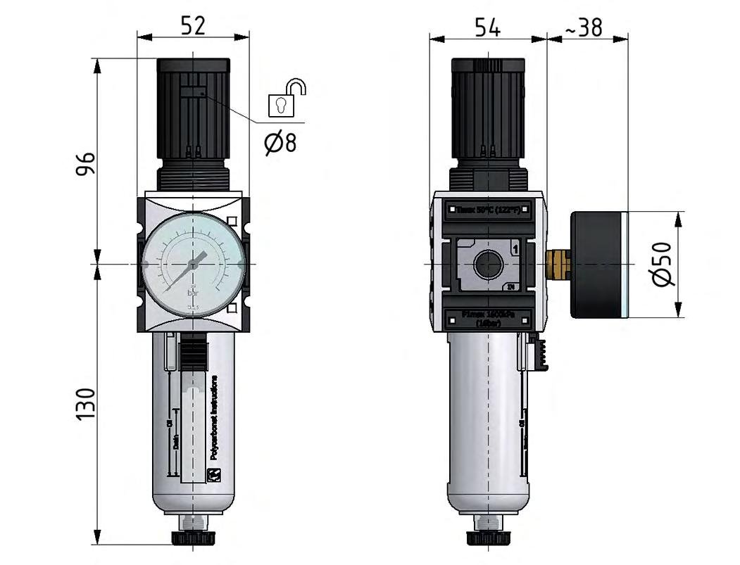Filtro regulador G3/8'' 2500l/min 0,5-16,0bar/7-232psi Futura 1