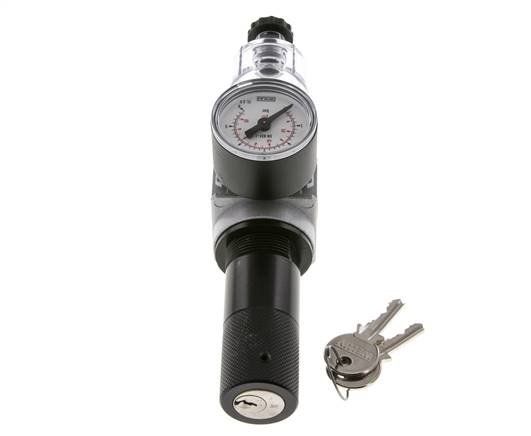 Filtro-regulador G1/8'' 1450l/min 0,1-3,0bar/1-44psi Manómetro de 40 mm Bloqueo de cilindro Multifix 0