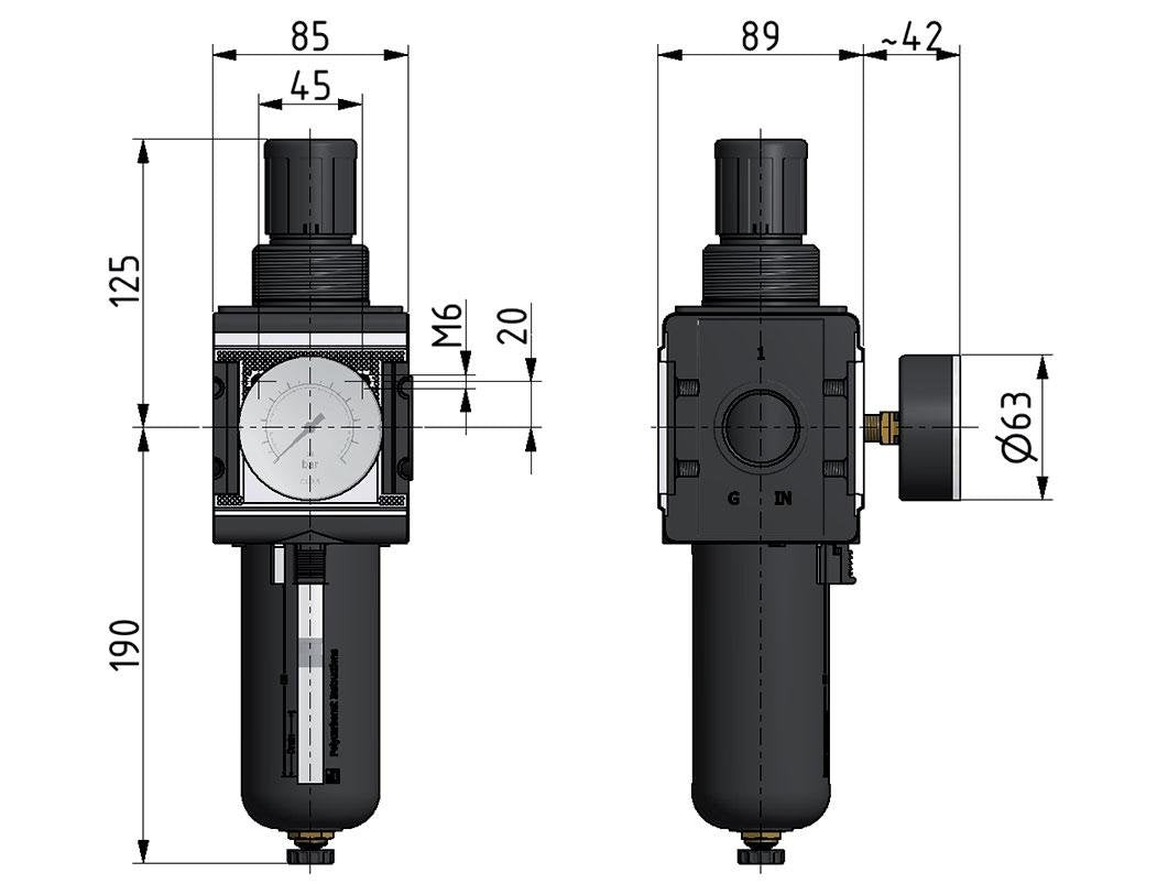 Filtro regulador G3/4'' 12000l/min 0,2-6,0bar/3-87psi Multifix 4