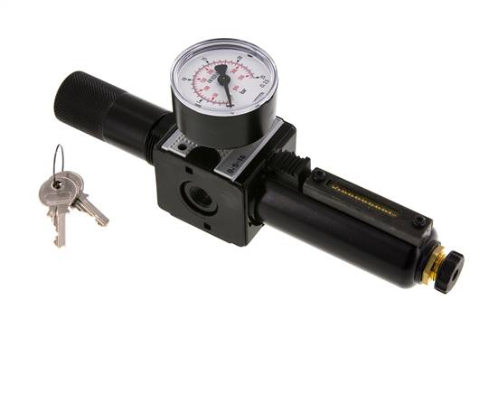 Filtro regulador G1/4'' 1600l/min 0,5-16,0bar/7-232psi Bloqueo de cilindro Multifix 1