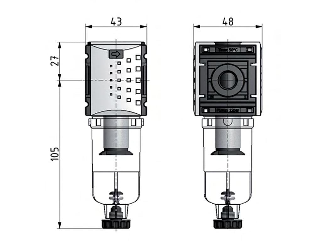 Filtro 5micrones G1/4'' 1000l/min Semi-Auto Metal Futura 0