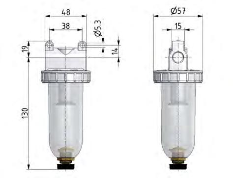 Filtro 5micrones G3/8'' 800l/min Semi-Auto Policarbonato Estándar 1